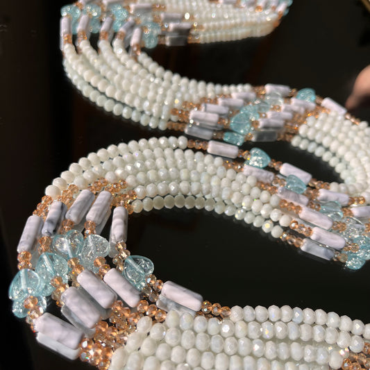 Blue Hearted Waist Beads